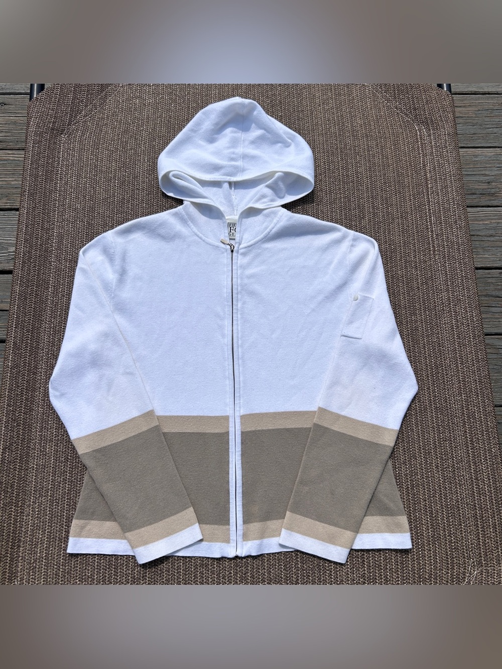 VTG Field Gear L Knit Zip Up Colorblock Hoodie Jacket L